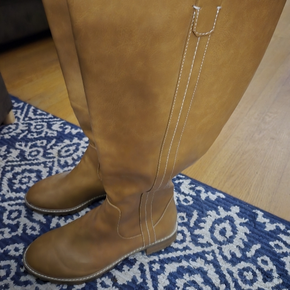 Tan Leather Knee-High Boots